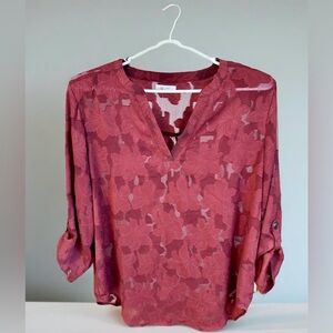 Maurice’s Floral 3/4 Sleeve Popover Blouse Size Medium